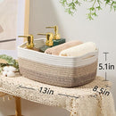 Small Storage Baskets for Organizing | Closet Organizer Bins | Shelf Toy Basket | Woven Rope Baskets | Cube Decorative Box | Shallow Basket | 13x8.5x5.1” | 3 Packs Gradient Brown by TinyTreasures Baby Boutique