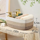 Small Storage Baskets for Organizing | Closet Organizer Bins | Shelf Toy Basket | Woven Rope Baskets | Cube Decorative Box | Shallow Basket | 13x8.5x5.1” | 3 Packs Gradient Brown by CozyNest Decor