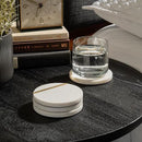 Cork & Mill Marble Coasters Set of 6 - Luxury Aesthetic Modern Decor for Coffee Table- White Marble with Gold Brass Inlay - Real Natural Semi Absorbent Stone Coasters by CozyNest Decor