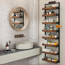 bukfen Over the Door Pantry Organizer, 8-Tier Adjustable Wooden Basket Kitchen Pantry Door Organization and Storage,2 in 1 Wall Mount or Hanging Heavy-Duty Metal Hanging Kitchen Spice Rack,1 Pack by CozyNest Decor
