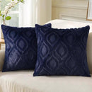 decorUhome Fall Throw Pillow Covers 24x24 Inch Set of 2, Soft Plush Decorative Faux Fur Navy Blue Solid Couch Pillow Covers, Accent Farmhouse Neutral Square Euro Pillow Cases for Sofa Bed Living Room
