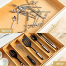 SMIRLY Silverware Drawer Organizer – Bamboo Kitchen Drawer Organizer, Adjustable Utensil Holder and Cutlery Tray, Drawer Dividers for Flatware and Kitchen Utensils by CozyNest Decor