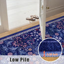 Runner Rug for Entryway: 2x6 Kitchen Rugs Non Slip Washable Ultra-Thin Soft Floral Carpet Indoor Floor Stain Resistant Carpets for Hallway Bedroom Kitchen Laundry Bathroom Dorm Blue by TinyTreasures Baby Boutique