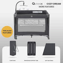 2-in-1 Pack and Play with Mattress,Baby Bassinet Bedside Sleeper, Bedside Bassinet & Baby Playpen, Easy Folding Portable Crib for Newborn to Toddlers (Dark Grey) by TinyTreasures Baby Boutique