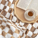 LOMAO Throw Blankets Flannel Blanket with Checkerboard Grid Pattern Soft Throw Blanket for Couch, Bed, Sofa Luxurious Warm and Cozy for All Seasons (Khaki, 90"x110") by CozyNest Decor