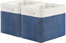 TcaFmac Organization and Storage Basket for Gifts Empty - 16x12x12 inch Large 2 Pack Collapsible Storage Bins for Shelves, Fabric Storage Cubes for Organizing Cloth Toy Kids (White & Jean Blue) by CozyNest Decor