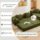 107" Oversized Convertible Sleeper Sofa Bed, Corduroy L Shape Sectional Couch, Folding Sofa Bed with Side Pocket, Modern Cloud Floor Mattress Couch, Modular Sofa for Living Room, Green by CozyNest Decor