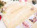 God Bless My First Year Photo Board - 1st Holy Communion Monthly Photos Display,God Bless 1 To 12 Months Photo Wooden Board,Baby Baptism Party Milestone Photos,Wooden Cross Photo Board (God Bless) by TinyTreasures Baby Boutique