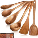 Wooden Spoons - Wooden Spoons for Cooking,Natural Wooden Kitchen Utensils Set Non Toxic,6-Piece Wooden Cooking Utensils(A06) by CozyNest Decor