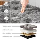 Joveco Storage Ottoman Bench, Rectangle 24" Velvet Foot Rest Stool Square Footstool for Living Room, Bedroom, Charcoal Grey by CozyNest Decor