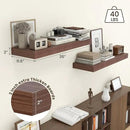 Deep Floating Shelves for Wall, 36'' x 12'' Rustic Large Floating Shelves Set of 2, 12 Inch Deep Walnut Wood Wall Shelves for Living Room Bathroom Laundry Room Bedroom Kitchen Home Office - Walnut by CozyNest Decor