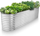 Galvanized Raised Garden Beds Outdoor // 8×2×2 ft Planter Raised Beds for Gardening, Vegetables, Flowers (Silver) // Large Metal Garden Box // Patented Tool-Free Design by GreenHaven Gardens