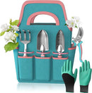 6 Pcs Garden Tool Set, Gardening Hand Tools Aluminum Alloy Starter Kit with Garden Bag, Heavy Duty Outdoor Tool Set with Ergonomic Handle, Gardening Gifts (No Flower Pattern) by GreenHaven Gardens