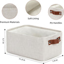DULLEMELO fabric storage baskets | 11.8x7.9x5.1 inch small baskets for organizing Closet Set of 2 cloth storage baskets | rectangle storage basket with PU Handles (Beige) by TinyTreasures Baby Boutique