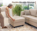 118.5" Luxury Modular Sleeper Sofa Bed with Storage Seat, 8 Seat Sectional Couch Deep Seat with Reversible Chaises & Removable Cover - Whitesand Faux Leather by CozyNest Decor