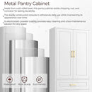 75" Kitchen Pantry Cabinet, Metal Storage Cabinets with Doors and Adjustable Shelves, White Tall Pantry Cabinet with 3 Drawers for Dinning Living Room by CozyNest Decor