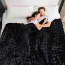 Cozy Bliss Faux Fur Throw Blanket for Couch, Fuzzy Soft Plush Thick Bubble Blanket for Sofa Bedroom Living Room, 90 * 90 Inches Black by CozyNest Decor