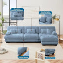 Modular Sectional Sofa, Comfy Cloud Couch 3 Seater Couch with Ottoman, Sectional Couches for Living Room, Modern Chenille L Shaped Couches, Sleeper Deep Seat Sofa with Throw Pillows, Blue by CozyNest Decor