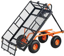 VEVOR 880lbs Steel Garden Dump Cart Utility Wagon, Heavy Duty Yard Dump Wagon Cart with Removable Sides, Pullable Handle, Utility Liner, 10in All Terrain Wheels by GreenHaven Gardens