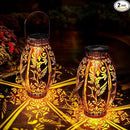 Hummingbird Lantern 2 Pack Solar Lanterns Outdoor Hanging Solar Lights, Upgraded Metal Garden Lanterns - Waterproof LED Decorative Light for Garden Patio Yard Gifts for Mom Grandma Women by GreenHaven Gardens