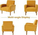 Chenille Fabric Accent Chair, Upholstered Armchair with Solid Wood Legs, Modern Living Room Accent Chair, Comfy Single Sofa Chair Reading Club Chair for Bedroom Reception Lounge, Yellow by CozyNest Decor