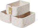 Small Storage Baskets for Organizing | Closet Organizer Bins | Shelf Toy Basket | Woven Rope Baskets | Cube Decorative Box | Shallow Basket | 11.5x7.5x4.7” | 3 Packs Rainbow by GreenHaven Gardens