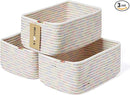 Small Storage Baskets for Organizing | Closet Organizer Bins | Shelf Toy Basket | Woven Rope Baskets | Cube Decorative Box | Shallow Basket | 11.5x7.5x4.7” | 3 Packs Rainbow by TinyTreasures Baby Boutique