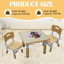 Kids Table and 2 Chairs Set with Graffiti Desktop, Toddler Furniture Set, Non-Slip Table Children Study Desk, Dining Table, Height Adjustable Desk, Painting Desktop for Kids (23.6x23.6Inch) by CozyNest Decor