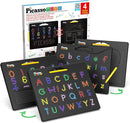 PicassoTiles 2PK 4-in-1 Magnetic Drawing Board 12x10 inch Large Magnet Tablet Pad with 4 Facings Lowercase & Uppercase Alphabets, Numbers, & Freestyle STEM Learning Writing Reading Playboard PTB06 by TinyTreasures Baby Boutique