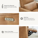CHITA Power Recliner Chair Swivel Glider, FSC Certified Upholstered Faux Leather Living Room Nursery Reclining Sofa Chair with Lumbar Support, Cognac Brown by CozyNest Decor
