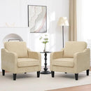 Accent Chairs Set of 2, Upholstered Living Room Chair with Side Pockets, Mid Century Modern Reading Chair for Bedroom, Comfy Armchair Single Sofa Side Chair for Office, Small Room, Light Brown by CozyNest Decor