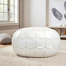 Stuffed Arch Design Moroccan Leather Pouf Ottoman, Handmade, Pre-Filled, 100% Genuine Leather, 14” Height x 22” Diameter – Boho Chic Footstool & Living Room Décor by CozyNest Decor