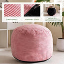HIGOGOGO Round Stuffed Pouf Ottoman, Corduroy Poufs with Foam Chunk Filling, Furry and Fluffy Pouf Foot Stool Storage Ottoman, 26 X 18 Floor Poufs Foot Rest for Living Room, Pink by CozyNest Decor