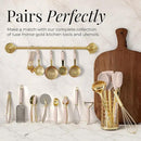 Gold and Beige Kitchen Utensils Set – 8 PC Cooking Gadgets with Mini Gold Whisk and Tongs, Pizza Cutter, Garlic Press, Cheese Grater, Peeler, Can Opener, Scoops – Stylish Beige Kitchen Accessories by CozyNest Decor