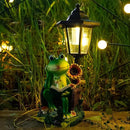 mopha Solar Garden Statues Frog Decor wth Lanterns - 12.5'' Figurines Decorations for Patio Yard Lawn Ornaments Gifts for Christmas Birthday Easter Housewarming by CozyNest Decor