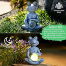 Meditating Yoga Frog Statue with Solar LED Light Ball - 10L x 11.1H Zen Garden Frog Figurines for Home and Garden Decor, Frog Decorations Gift Ideas, Frog Gifts for Women Mom by GreenHaven Gardens