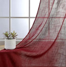 MIUCO Semi Sheer Curtains Poly Linen Textured Solid Grommet Curtains 95 Inches Long for Window Treatment 2 Panels (2 x 37 Wide x 95" Long) Burgundy by CozyNest Decor