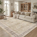 DCX Machine Washable Brown and Beige Area Rug 5x7, Non Slip Stain Resistant Vintage Rug for Living Room Diningroom Bedroom Nursery, Soft Low Pile Large Carpet by CozyNest Decor