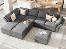 Belffin Modular Sectional Sleeper Sofa Couch with Storage Ottoman Convertible Sectional Couches for Living Room Terry Reversible Chaise. Dark Grey Sofa by CozyNest Decor