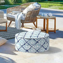 LVTXIII Inflatable Stool Ottoman Footrest with Handle, Decorative Fade-Resistant Foot Stool, Indoor or Outdoor Pouf for Home Garden and Camping Use, 21x21x9, Boho Geometry Blue by CozyNest Decor