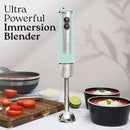 Zulay Immersion Stick Mixer Hand Blender - 800 Watts, Turbo Mode, 5-ft Power Electric Cord, Handheld Portable, Stainless Steel Blades - For Effortless Blending Smoothie, Soup, Baby Food, Puree - Aqua by TinyTreasures Baby Boutique