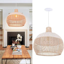 Arturesthome White Handwoven Rattan Boho Pendant Lighting Fixtures, Wicker Hanging Ceiling Light Chandelier, Handmade Woven Basket Lampshade for Kitchen Island by GreenHaven Gardens