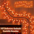 7 Ft 63 LED Halloween Decorations Willow Vine Twig Garland with 8 Modes Timer 21 Pumpkin Orange Lights, Halloween Garland with Waterproof Battery Operated for Indoor Wall Fireplace Decorations by CozyNest Decor