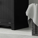 HOMCOM Laundry Hamper with Removable Basket, Tilt Out Hamper with Drawer and Beadboard Door, Bathroom Storage Cabinet, Black by CozyNest Decor