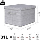 WUIKE 3 Pack Extra Large Closet Storage Bins with Lids, Gray Storage Boxes with Handles, Fabric Storage Baskets with Cover for Bedroom by CozyNest Decor