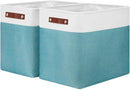 DULLEMELO Extra Large Storage Baskets, Fabric Storage Bins for Organizing Shelves Nursery Toys Books, Closet Baskets and Bins with Handles, White&Teal, 2-Pack by TinyTreasures Baby Boutique