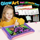 Magic LED Drawing Board for Kids, Girls Toys Age 6-8, Light Up Tracing Pad with 9 Double-Sided Cards, 6 Washable Markers, Arts & Crafts Kits Learning Toy Glow Up Doodle Board Christmas Birthday Gifts by TinyTreasures Baby Boutique