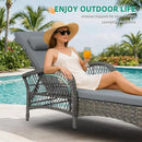 VIVIJASON Outdoor Wicker Chaise Lounge Chair, All-Weather PE Rattan Cushioned Patio Lounger Set with Side Table, 6-Position Adjustable Outside Pool Sunbathing Recliner with Armrest & Pillow, Gray by CozyNest Decor