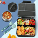 Bento Lunch Box for Kids with 8oz Soup Thermo&Lunch Bag, Leak-Proof Lunch Food Containers with 4 Compartment, Hot Food Insulated Food Jar for Kids School (Black) by TinyTreasures Baby Boutique