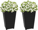 Keter Set of 2 Resin Modern Outdoor 22 Inch Tall Large Flower Pots, Tapered Wood Look Planters for Outdoor Plants and Front Porch Decor, Graphite by GreenHaven Gardens